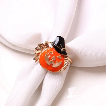 4 ΤΕΜ Δαχτυλίδι χαρτοπετσέτας Skull Pumpkin Halloween Ghost Pupkin Bockle Hotel Διακόσμηση για πετσέτα για το τραπέζι για την Ημέρα των Αγίων