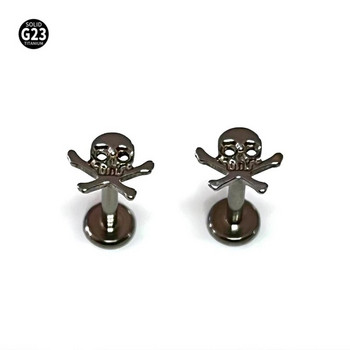1 τεμ G23 Titanium Skull Stud Earring Piercing Punk Rock Style Για Γυναίκες άντρες Υψηλής ποιότητας κοσμήματα Hiphop Ear από ανοξείδωτο ατσάλι