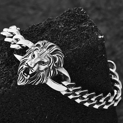 HNSP Punk nerūsējošā tērauda rokas Chian lauvas galvas rokassprādze vīriešiem vīriešu galvaskausa krusta stila rotaslietas aksesuārs