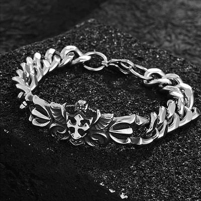 HNSP Punk nerūsējošā tērauda rokas Chian lauvas galvas rokassprādze vīriešiem vīriešu galvaskausa krusta stila rotaslietas aksesuārs