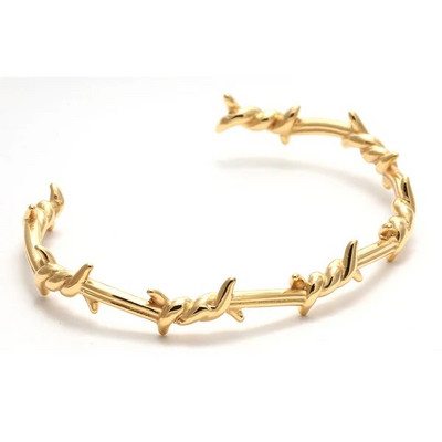 Vīriešu aproce, atvērta aproce, savīti ērkšķi, stieple, pulsera, titāna tērauda, ģeometriskas rokassprādzes, 17–19 cm dzeloņveida rotaslietas hip-hop rokassprādze