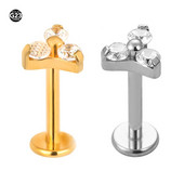 1tk 2023 UUS kullavärvi G23 titaanist augustamine Labret huule tsirkoon lilleline opaal 16G keha Jewelri kõrvarõngad naistele F316