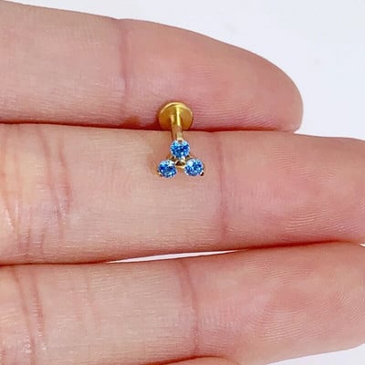 1tk 2023 UUS kullavärvi G23 titaanist augustamine Labret huule tsirkoon lilleline opaal 16G keha Jewelri kõrvarõngad naistele F316