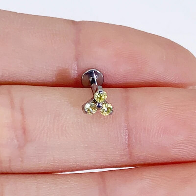 1tk 2023 UUS kullavärvi G23 titaanist augustamine Labret huule tsirkoon lilleline opaal 16G keha Jewelri kõrvarõngad naistele F316