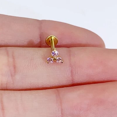 1tk 2023 UUS kullavärvi G23 titaanist augustamine Labret huule tsirkoon lilleline opaal 16G keha Jewelri kõrvarõngad naistele F316