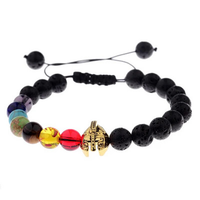 Charm Knight Warrior Gladiator Ķivere Rokassprādze Vīriešiem Dabīgais Akmens Melns Sarkans Pērlītes Regulējamas Rokassprādzes Vairumtirdzniecība