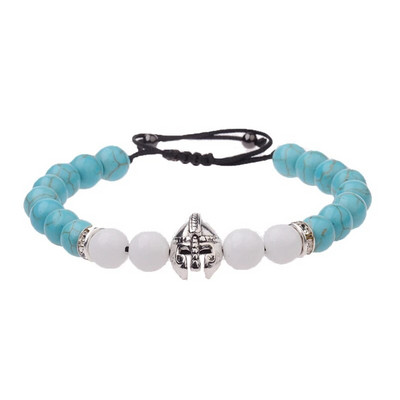 Charm Knight Warrior Gladiator Ķivere Rokassprādze Vīriešiem Dabīgais Akmens Melns Sarkans Pērlītes Regulējamas Rokassprādzes Vairumtirdzniecība