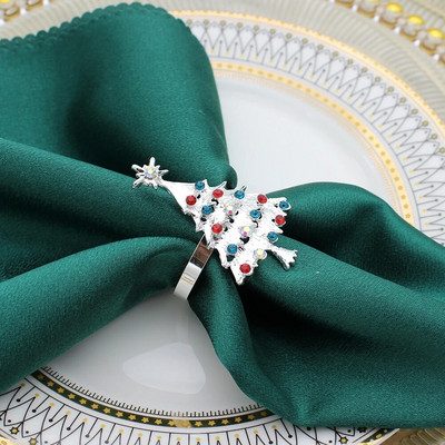 Χριστουγεννιάτικα δαχτυλίδια χαρτοπετσέτας 6 τμχ Ασημένια δαχτυλίδια από χαρτοπετσέτα και στεφάνι στεφάνι με πόρπες δαχτυλίδια για γαμήλιο δείπνο γενεθλίων