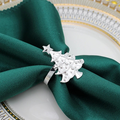 Χριστουγεννιάτικα δαχτυλίδια χαρτοπετσέτας 6 τμχ Ασημένια δαχτυλίδια από χαρτοπετσέτα και στεφάνι στεφάνι με πόρπες δαχτυλίδια για γαμήλιο δείπνο γενεθλίων