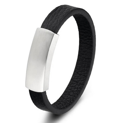 XQNI Narukvice od prave kože od nehrđajućeg čelika za muškarce Retro stil 12 MM Narukvica s magnetskim dizajnom sa zmijskim lancem za muškarce Rođendanski dar