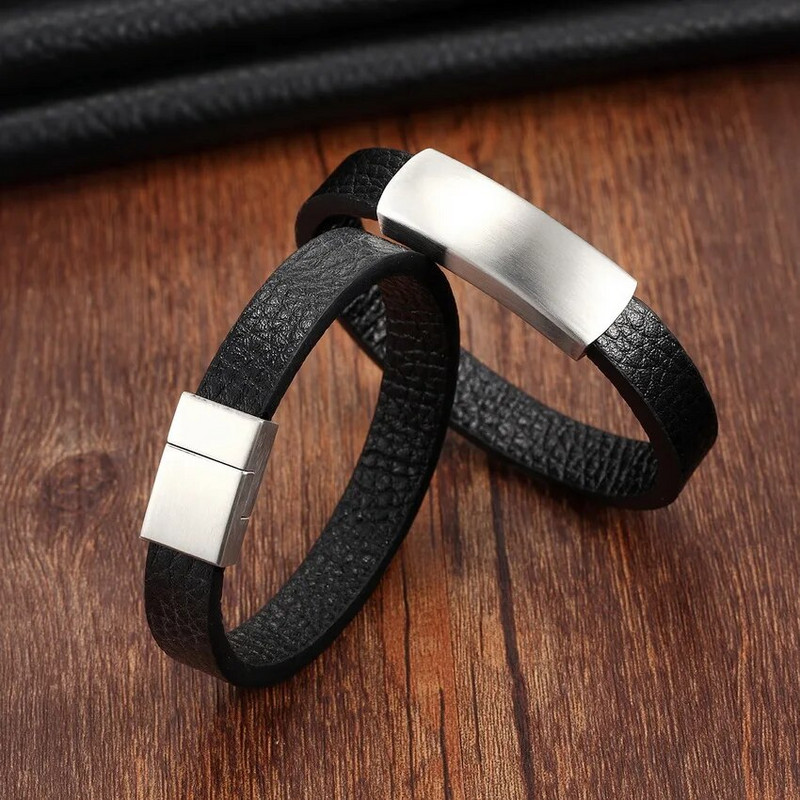 XQNI Narukvice od prave kože od nehrđajućeg čelika za muškarce Retro stil 12 MM Narukvica s magnetskim dizajnom sa zmijskim lancem za muškarce Rođendanski dar