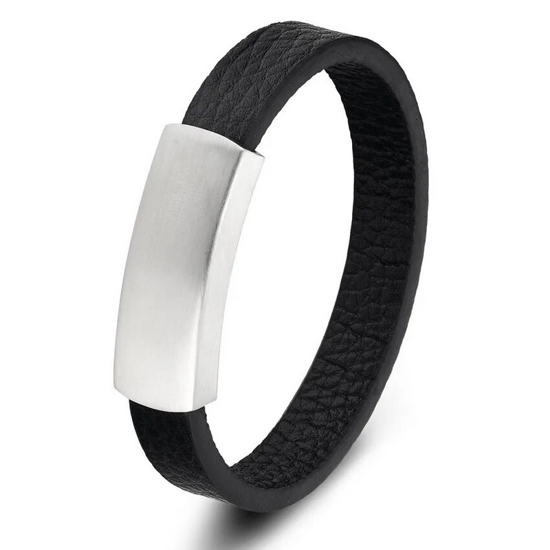 XQNI Narukvice od prave kože od nehrđajućeg čelika za muškarce Retro stil 12 MM Narukvica s magnetskim dizajnom sa zmijskim lancem za muškarce Rođendanski dar