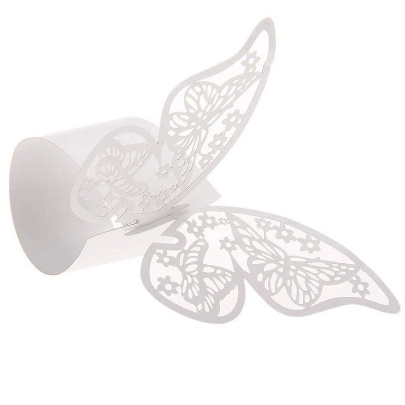 50 tk Butterfly salvräti sõrmuse paberist hoidja peo soosib pulma salvrätiku hoidjat lasersõrmuse paberist salvrätiku sõrmus pulmakaunistuseks