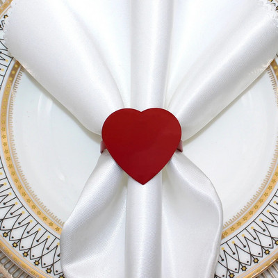 8 gab. Valentīna dienas salvešu gredzeni Sirds salvešu turētāja gredzens kāzu vakariņām banketiem Ziemassvētku Pateicības diena dzimšanas diena HWW17