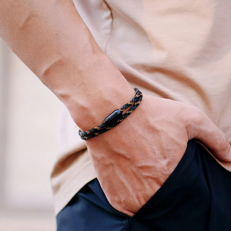 Noter Meeste Kvaliteetne 2023. aasta roostevabast terasest magnetpandlaga kahekihiline makrameest käevõru välikämpingu meresõidukäevõru