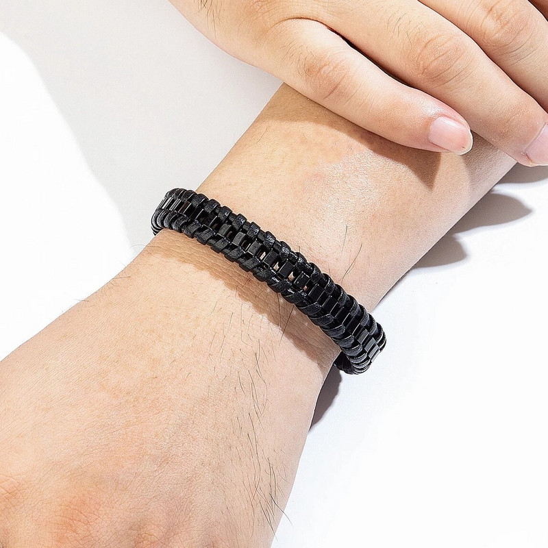 TYO augstas kvalitātes luksusa nerūsējošā tērauda ķēdes pīts ādas vīriešu rokassprādze ar magnētisku aizdari rotaslietas vairumtirdzniecība Dropshipping