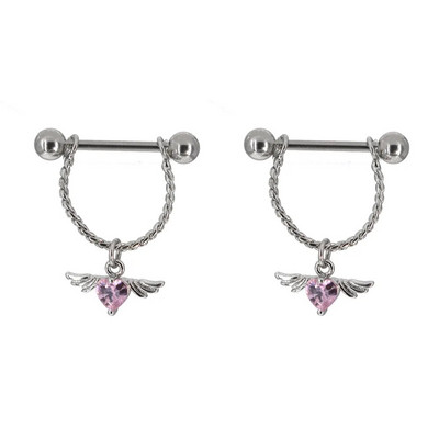 2021. gada nerūsējošā tērauda rozā sirds krūšu stienis, U formas ūdens piliens, seksīgs krūšu gredzens, sieviešu ķermeņa pīrsings, 14 g titāna rotaslietas