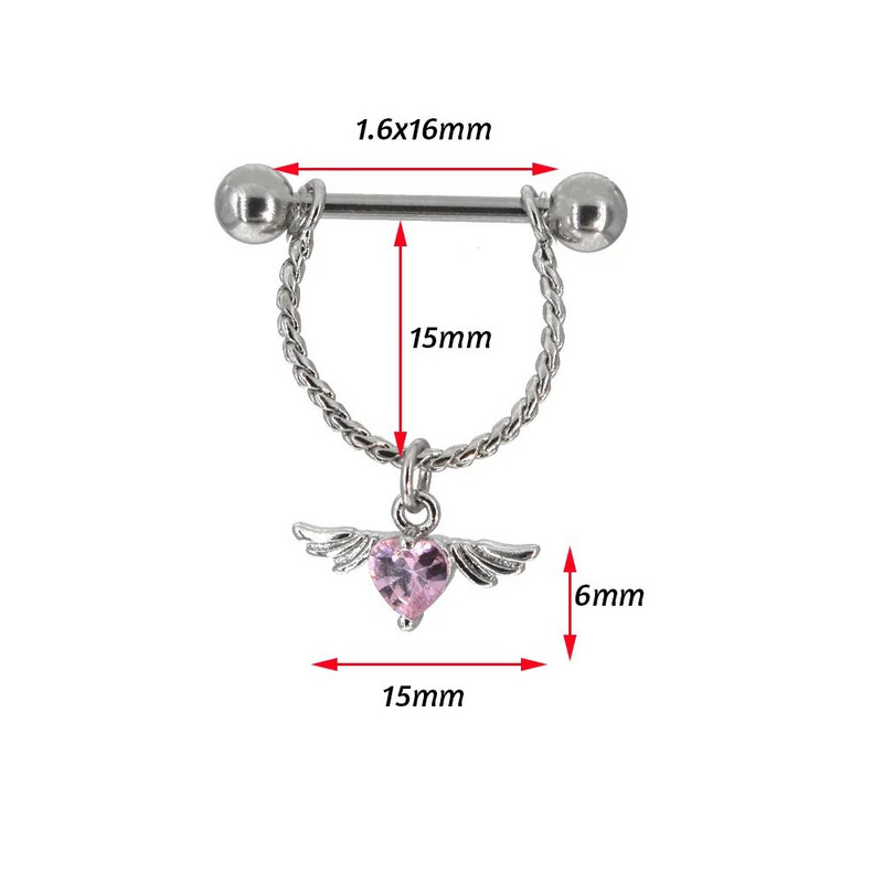 2021. gada nerūsējošā tērauda rozā sirds krūšu stienis, U formas ūdens piliens, seksīgs krūšu gredzens, sieviešu ķermeņa pīrsings, 14 g titāna rotaslietas