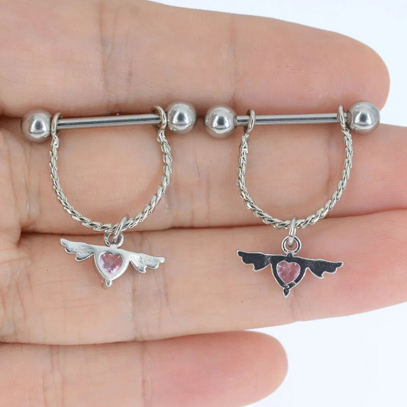 2021. gada nerūsējošā tērauda rozā sirds krūšu stienis, U formas ūdens piliens, seksīgs krūšu gredzens, sieviešu ķermeņa pīrsings, 14 g titāna rotaslietas