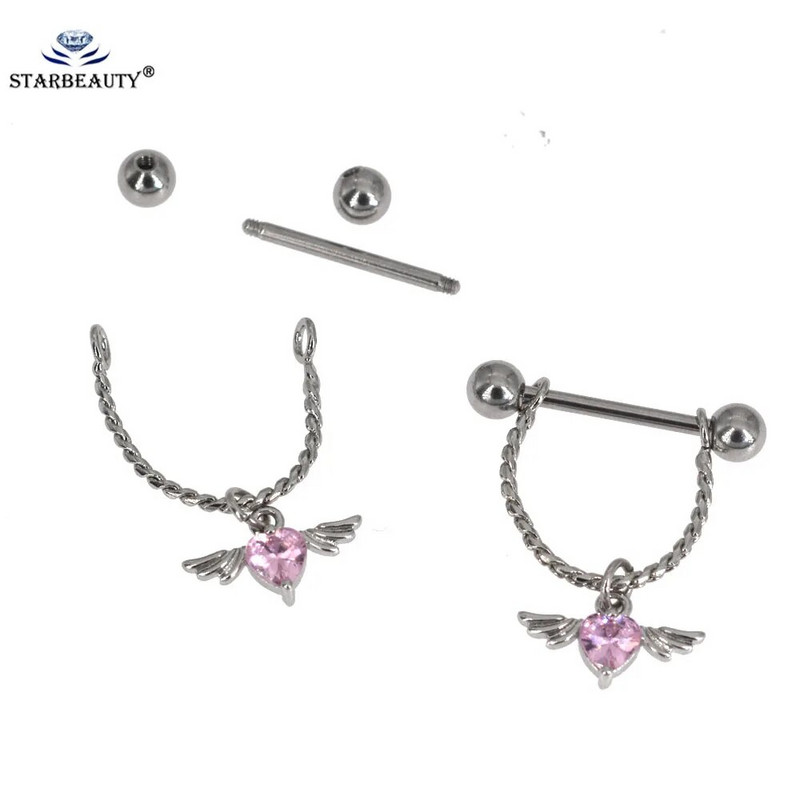 2021. gada nerūsējošā tērauda rozā sirds krūšu stienis, U formas ūdens piliens, seksīgs krūšu gredzens, sieviešu ķermeņa pīrsings, 14 g titāna rotaslietas