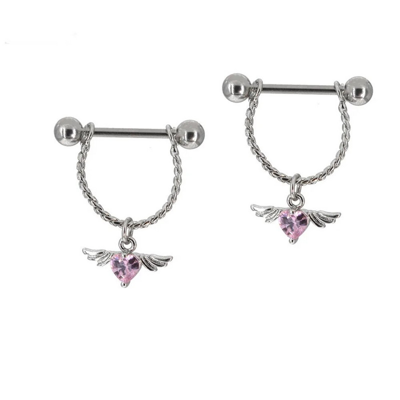 2021. gada nerūsējošā tērauda rozā sirds krūšu stienis, U formas ūdens piliens, seksīgs krūšu gredzens, sieviešu ķermeņa pīrsings, 14 g titāna rotaslietas