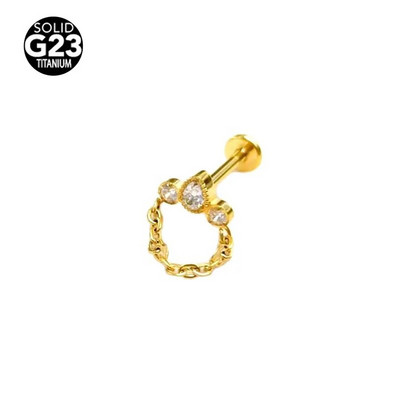 1Gb JAUNAS Ķermeņa rotaslietas 16G CZ Pušķis F136 Titāna ķēde Lūpu Labret Bar Auss Helix Tragus Rook Bar Stud Body Piercing Jewelry