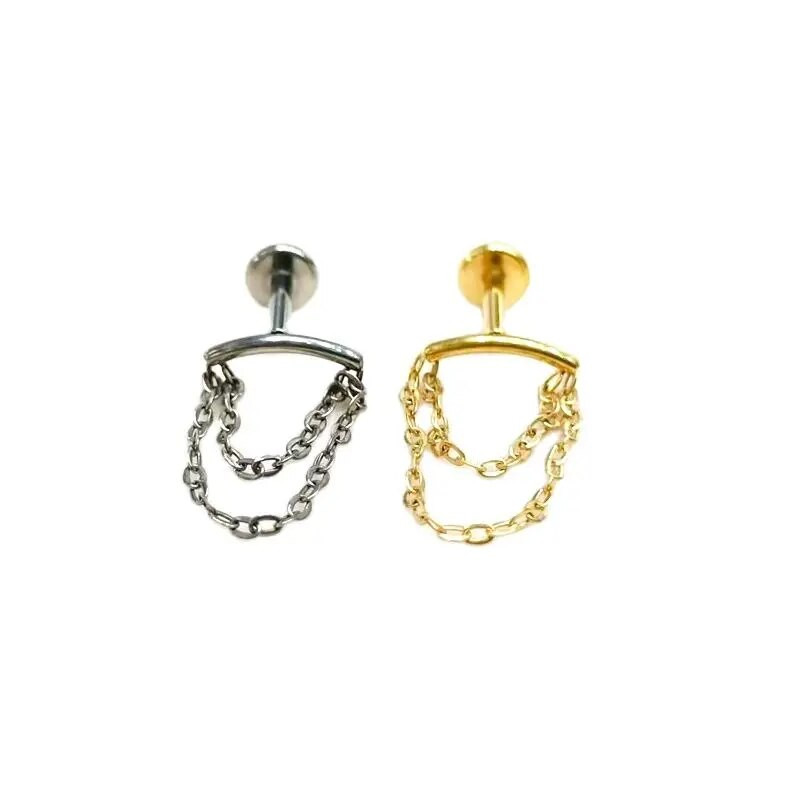 1Gb JAUNAS Ķermeņa rotaslietas 16G CZ Pušķis F136 Titāna ķēde Lūpu Labret Bar Auss Helix Tragus Rook Bar Stud Body Piercing Jewelry