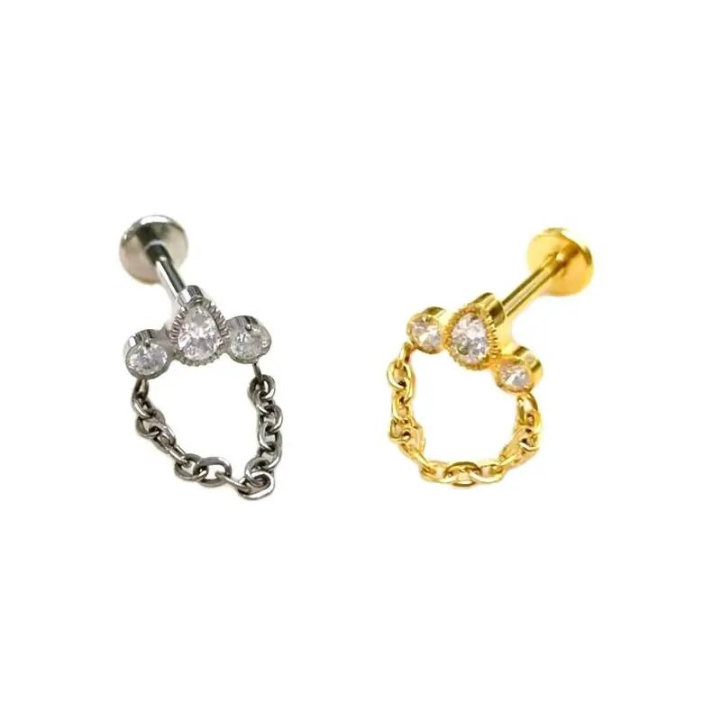 1Gb JAUNAS Ķermeņa rotaslietas 16G CZ Pušķis F136 Titāna ķēde Lūpu Labret Bar Auss Helix Tragus Rook Bar Stud Body Piercing Jewelry