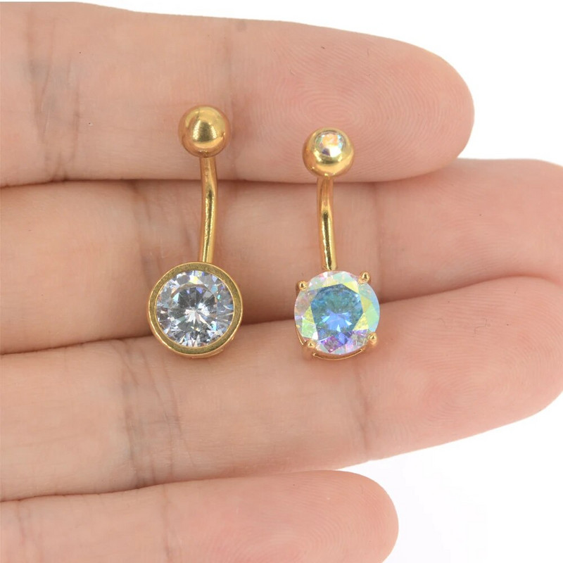 100% kirurški čelik 5A cirkon Naušnice za pupak i trbuh CZ Heart Opal Prsten za pupak Uteg Nakit za piercing tijela Ženska moda