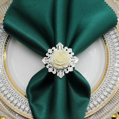 6Gb Ziemassvētku noformējums Rožu ziedu salvešu gredzeni Sudraba salvešu gredzenu turētājs kāzu banketu vakariņu dekorēšanai HWF37