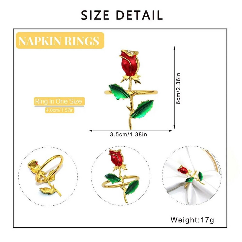 Dvianna 6Gb Valentīndienas rožu ziedu salvešu turētāji Valentīndienas kāzu ballīšu vakariņu galda dekorēšanai 2023 HWW61