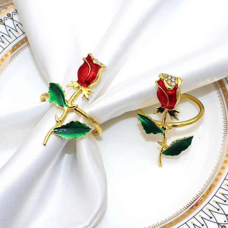 Dvianna 6Gb Valentīndienas rožu ziedu salvešu turētāji Valentīndienas kāzu ballīšu vakariņu galda dekorēšanai 2023 HWW61