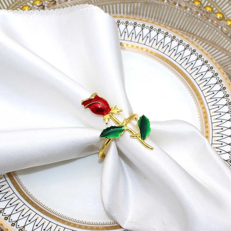 Dvianna 6Gb Valentīndienas rožu ziedu salvešu turētāji Valentīndienas kāzu ballīšu vakariņu galda dekorēšanai 2023 HWW61