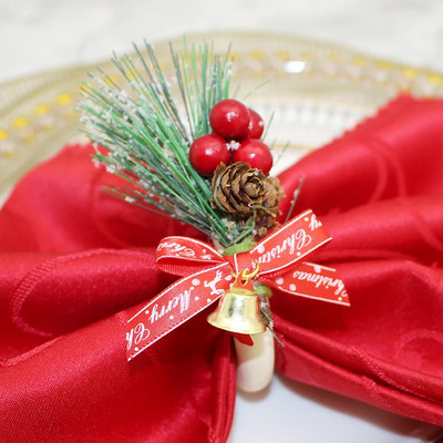 8 τεμ. Χειροτεχνία κόκκινο λουλούδι δαχτυλίδι χαρτοπετσέτας για διακοσμήσεις τραπεζιού Γαμήλιο δείπνο Χριστουγεννιάτικα γενέθλια των Ευχαριστιών Deco HWC313