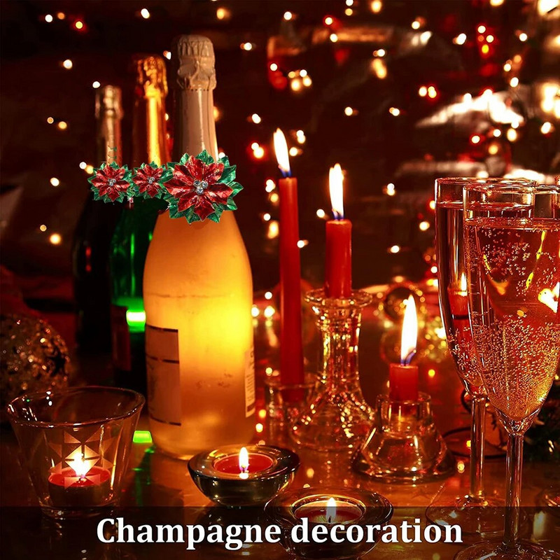 6GAB sarkanu ziedu salvešu gredzenu turētāji galda klāšanai, kāzu Ziemassvētku Pateicības diena dzimšanas dienas svētku ballīte HWC194