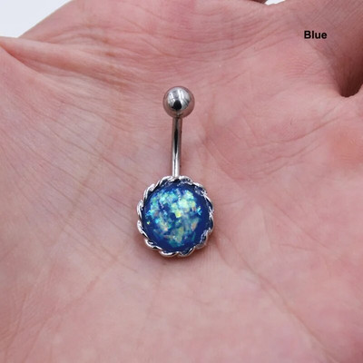 Viltus opāls, titāna pārklājums, pīrsings nabas gredzeni, nerūsējošā tērauda 14G nabas pīrsings Nombril Ombligo tērauda ķermeņa rotaslietas