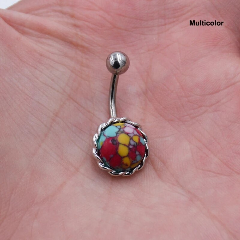 Viltus opāls, titāna pārklājums, pīrsings nabas gredzeni, nerūsējošā tērauda 14G nabas pīrsings Nombril Ombligo tērauda ķermeņa rotaslietas