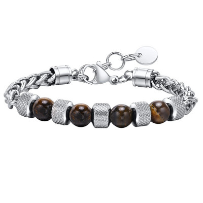 Mprainbow meeste helmeketi käevõrud jõuludeks sünnipäevaks isale abikaasale pojale, 8 mm naturaalsest tiigrisilma kivist ketiga käevõru