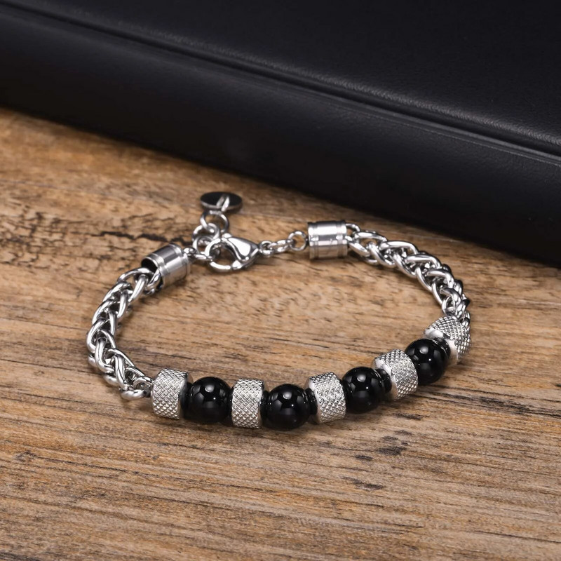 Mprainbow meeste helmeketi käevõrud jõuludeks sünnipäevaks isale abikaasale pojale, 8 mm naturaalsest tiigrisilma kivist ketiga käevõru