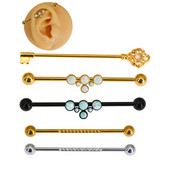 1tk 14G võti Fire Opal Industrial Barbell Mass kõhre kõrvarõngas keha augustamine ehted 38mm opaal 38mm tööstuslikud augustamise komplekt