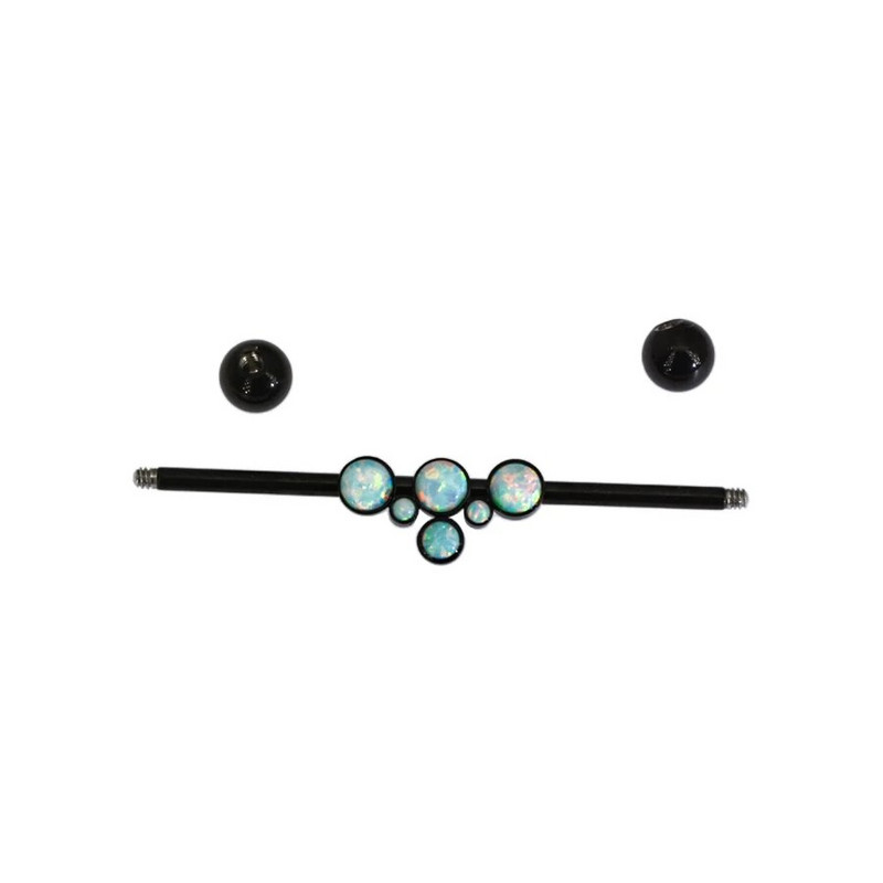 1tk 14G võti Fire Opal Industrial Barbell Mass kõhre kõrvarõngas keha augustamine ehted 38mm opaal 38mm tööstuslikud augustamise komplekt