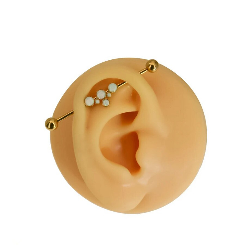 1tk 14G võti Fire Opal Industrial Barbell Mass kõhre kõrvarõngas keha augustamine ehted 38mm opaal 38mm tööstuslikud augustamise komplekt