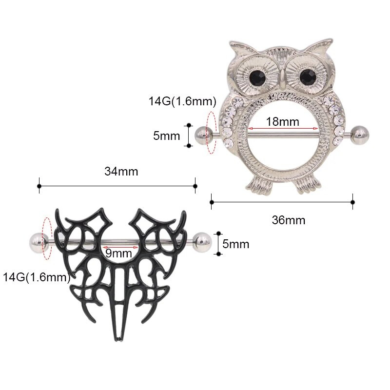 1 Pair Gig Size New Arrival Δαχτυλίδι θηλής που τρυπάει γυναίκες Κορίτσι Δαχτυλίδι θηλής από ανοξείδωτο ατσάλι Μπάρα γλώσσας Barbell Piercing Κοσμήματα