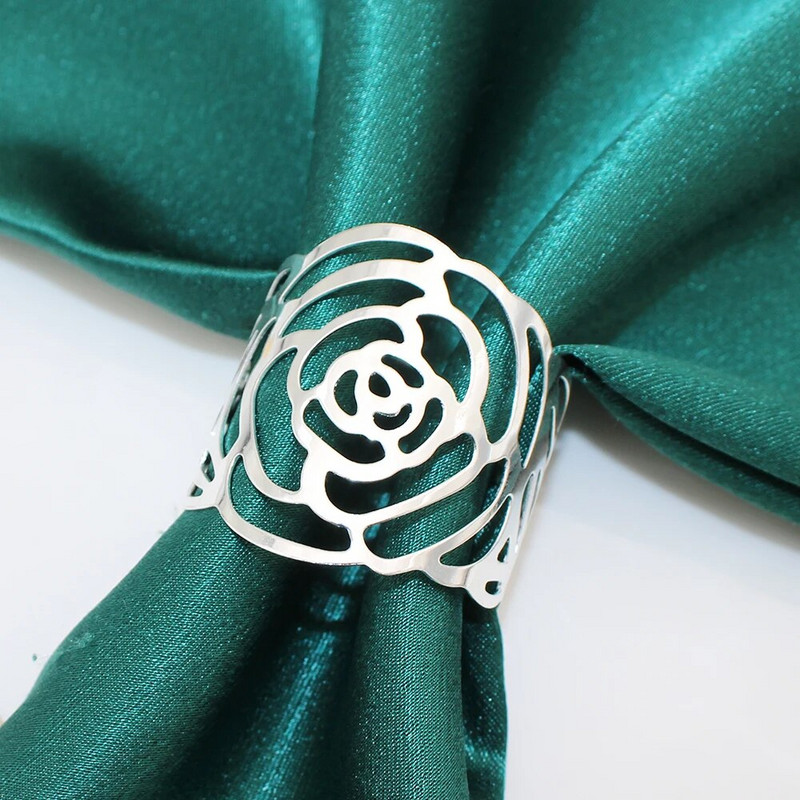 2Gb Dobs salvešu gredzens Rožu ziedu salvetes sprādze kāzu dzimšanas dienai Mātes dienas ballītei Mājas galda noformējums HWM05