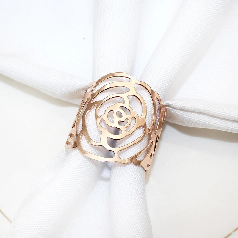 2Gb Dobs salvešu gredzens Rožu ziedu salvetes sprādze kāzu dzimšanas dienai Mātes dienas ballītei Mājas galda noformējums HWM05