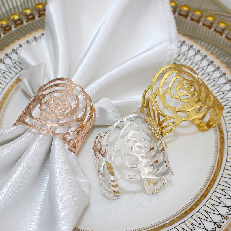 2Gb Dobs salvešu gredzens Rožu ziedu salvetes sprādze kāzu dzimšanas dienai Mātes dienas ballītei Mājas galda noformējums HWM05