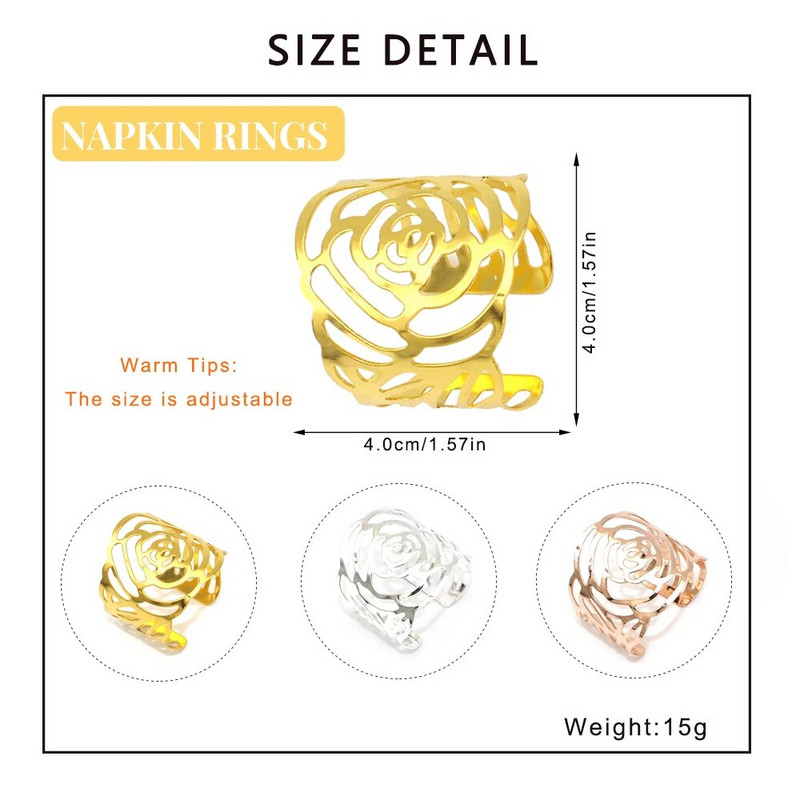 2Gb Dobs salvešu gredzens Rožu ziedu salvetes sprādze kāzu dzimšanas dienai Mātes dienas ballītei Mājas galda noformējums HWM05
