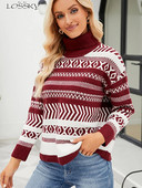 Φθινοπωρινά πουλόβερ με χειμωνιάτικο ζιβάγκο Γυναικεία μόδα πλεκτά μακρυμάνικα μπλουζάκια μαύρα ριγέ πουλόβερ Casual Νέα σε πλεκτά 2023