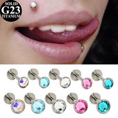 1PC G23 3-5mm titāna iekšēji vītņots Labret Stud Ear Tragus Cartilage Helix auskars CZ dārgakmens modes ķermeņa pīrsingu rotaslietas