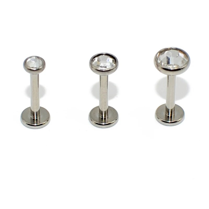 1PC G23 3-5mm titāna iekšēji vītņots Labret Stud Ear Tragus Cartilage Helix auskars CZ dārgakmens modes ķermeņa pīrsingu rotaslietas